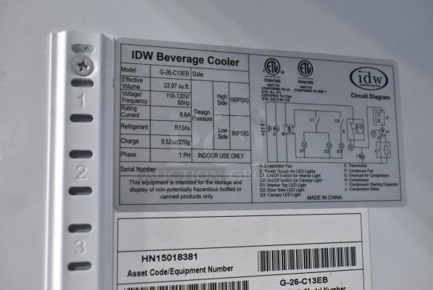 IDW G-26-C13EB Metal Commercial Single Door Reach In Cooler Merchandiser. 115 Volts, 1 Phase. Tested and Powers On But Does Not Get Cold - Image 6 of 6