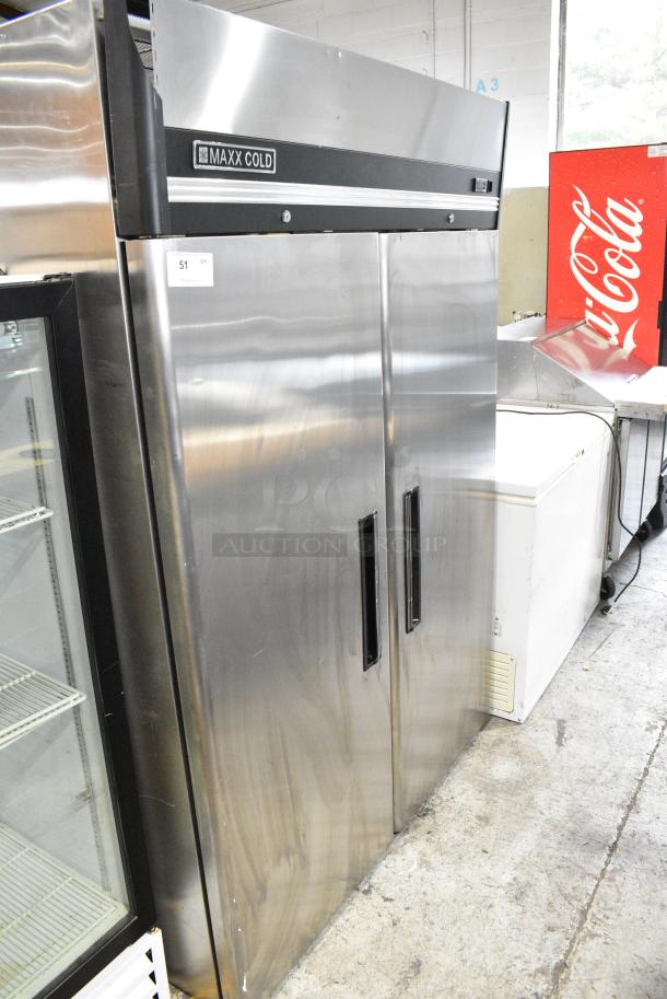 Maxx Cold MXCR-49FD Stainless Steel Commercial 2 Door Reach In Cooler w/ Poly Coated Racks. 115 Volts, 1 Phase. Tested and Powers On But Does Not Get Cold - Image 2 of 7
