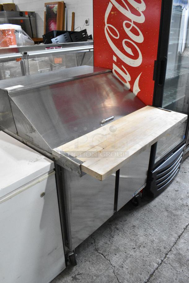 Beverage Air SPE36HC-15M Stainless Steel Commercial Sandwich Salad Prep Table Bain Marie Mega Top on Commercial Casters. 115 Volts, 1 Phase. Tested and Powers On But Does Not Get Cold - Image 2 of 10