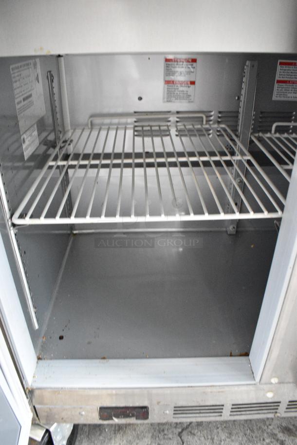 Beverage Air SPE36HC-15M Stainless Steel Commercial Sandwich Salad Prep Table Bain Marie Mega Top on Commercial Casters. 115 Volts, 1 Phase. Tested and Powers On But Does Not Get Cold - Image 7 of 10