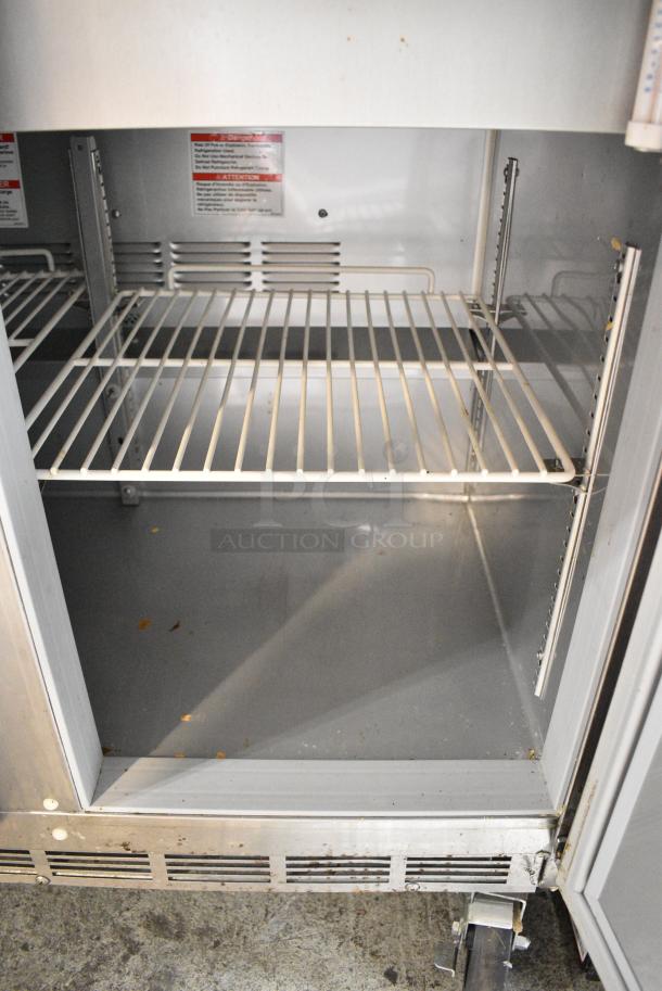 Beverage Air SPE36HC-15M Stainless Steel Commercial Sandwich Salad Prep Table Bain Marie Mega Top on Commercial Casters. 115 Volts, 1 Phase. Tested and Powers On But Does Not Get Cold - Image 8 of 10