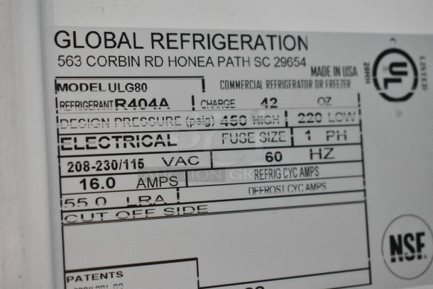 Global ULG80 Metal Commercial 3 Door Reach In Freezer Merchandiser w/ Poly Coated Racks. 115/208-230 Volts, 1 Phase. - Image 8 of 9