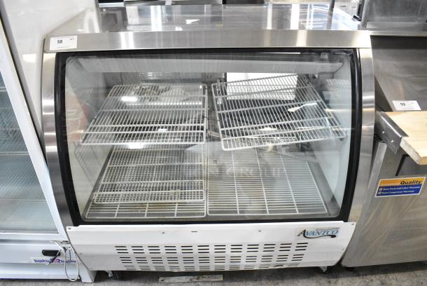 Avantco 178DLC47HCW White Curved Glass Refrigerated Deli Case on Commercial Casters. 115 Volts, 1 Phase. Tested and Working! - Image 1 of 8