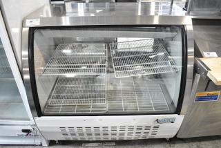 Avantco 178DLC47HCW White Curved Glass Refrigerated Deli Case on Commercial Casters. 115 Volts, 1 Phase. Tested and Working!