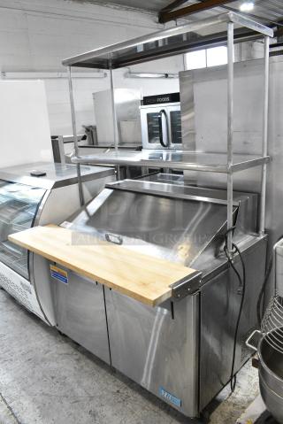 Turbo Air MST-48-18 Stainless Steel Commercial Sandwich Salad Prep Table Bain Marie Mega Top w/ 2 Tier Over Shelf on Commercial Casters. 115 Volts, 1 Phase. Tested and Powers On But Does Not Get Cold