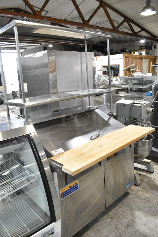 Turbo Air MST-48-18 Stainless Steel Commercial Sandwich Salad Prep Table Bain Marie Mega Top w/ 2 Tier Over Shelf on Commercial Casters. 115 Volts, 1 Phase. Tested and Powers On But Does Not Get Cold - Image 2 of 10