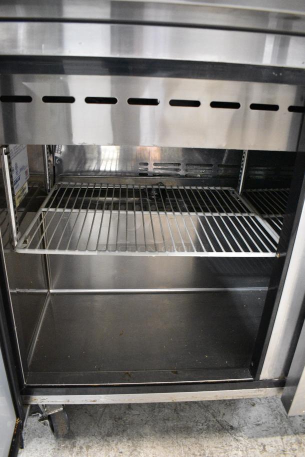 Turbo Air MST-48-18 Stainless Steel Commercial Sandwich Salad Prep Table Bain Marie Mega Top w/ 2 Tier Over Shelf on Commercial Casters. 115 Volts, 1 Phase. Tested and Powers On But Does Not Get Cold - Image 6 of 10