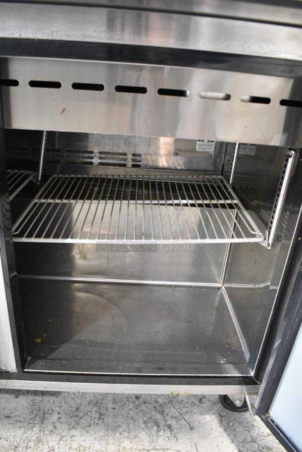 Turbo Air MST-48-18 Stainless Steel Commercial Sandwich Salad Prep Table Bain Marie Mega Top w/ 2 Tier Over Shelf on Commercial Casters. 115 Volts, 1 Phase. Tested and Powers On But Does Not Get Cold - Image 7 of 10