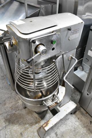 Omcan SP300A Metal Commercial Floor Style 30 Quart Planetary Dough Mixer w/ Stainless Steel Mixing Bowl, Bowl Guard and Dough Hook Attachment. 110 Volts, 1 Phase. Cannot Test Due To Damaged Plug