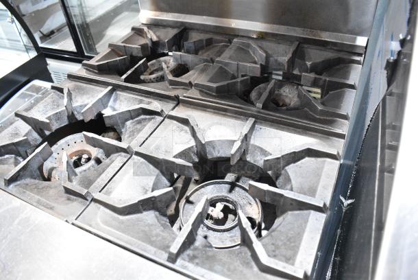 American Range Stainless Steel Commercial Natural Gas Powered 4 Burner Range w/ Oven, Over Shelf and Back Splash. - Image 5 of 9