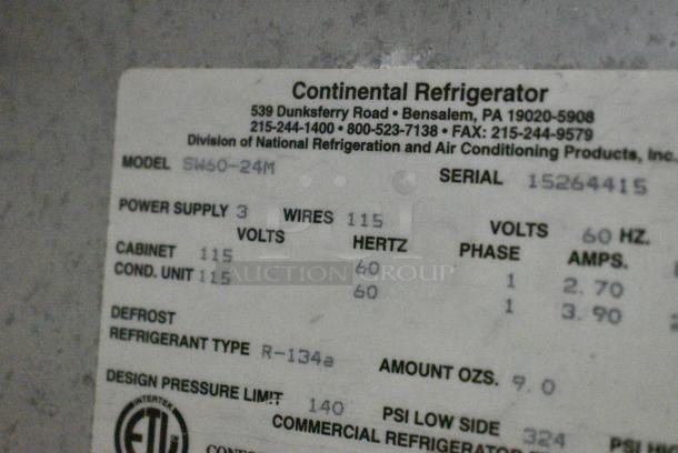 Continental SW60-24M Stainless Steel Commercial Prep Table on Commercial Casters. 115 Volts, 1 Phase. Tested and Working! - Image 9 of 10