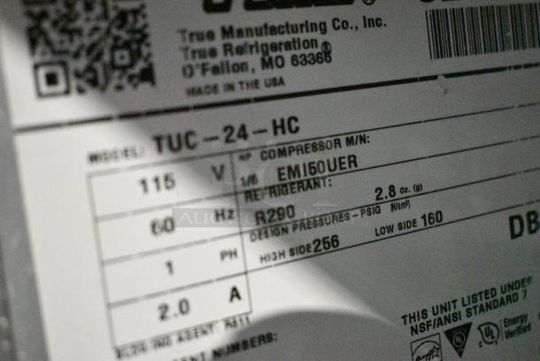 True TUC-24-HC Stainless Steel Commercial Single Door Undercounter Cooler. 115 Volts, 1 Phase. Tested and Working! - Image 7 of 8