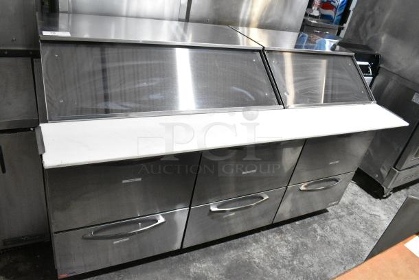 Turbo Air  PST-72-30-D6-N Stainless Steel Commercial Prep Table w/ 6 Drawers. 115 Volts, 1 Phase. Tested and Working! - Image 1 of 10