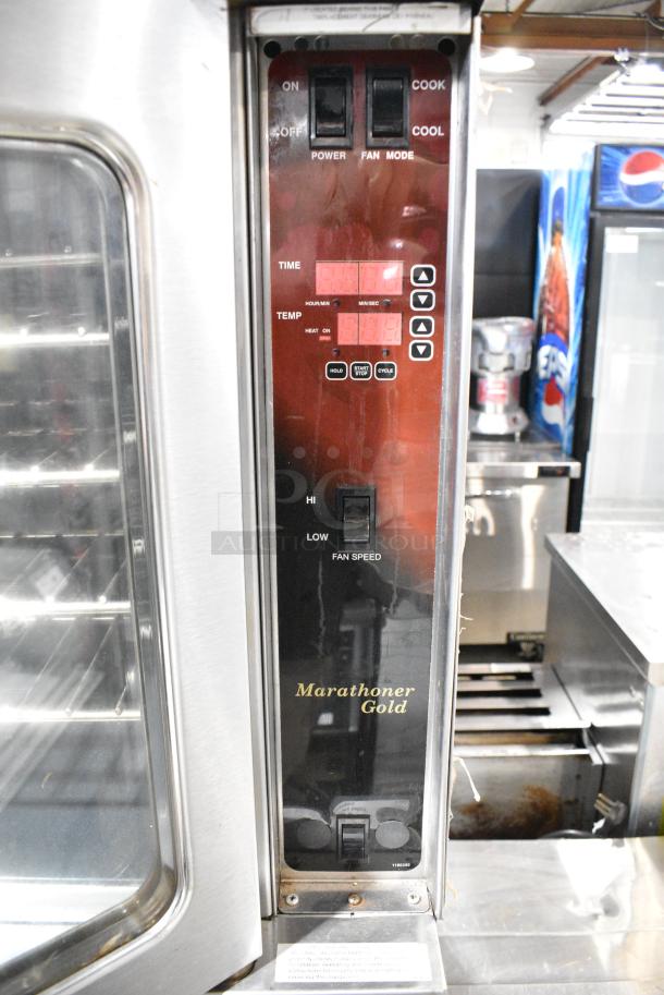 2 Southbend GB/25CCH / Blodgett Zephaire-200-G Stainless Steel Commercial Natural Gas Powered Full Size Convection Oven w/ View Through Doors, Metal Oven Racks and Thermostatic Controls on Commercial Casters. 2 Times Your Bid! - Image 5 of 15