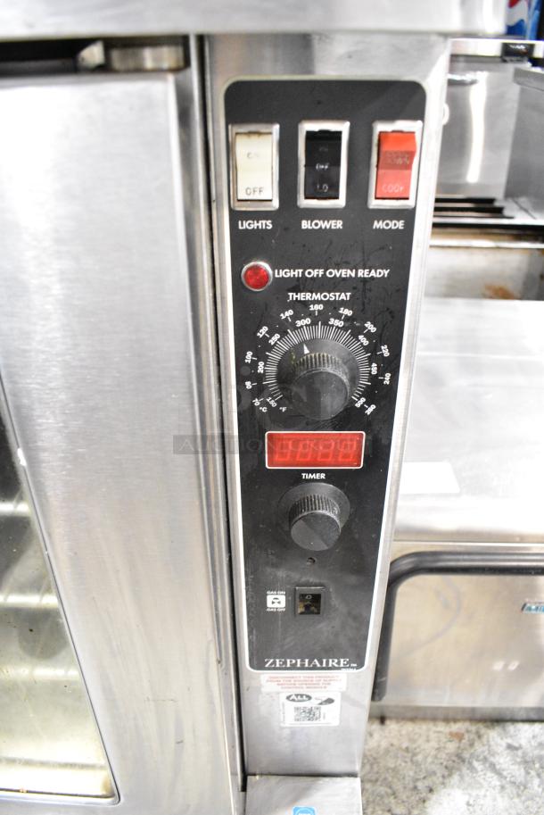 2 Southbend GB/25CCH / Blodgett Zephaire-200-G Stainless Steel Commercial Natural Gas Powered Full Size Convection Oven w/ View Through Doors, Metal Oven Racks and Thermostatic Controls on Commercial Casters. 2 Times Your Bid! - Image 9 of 15