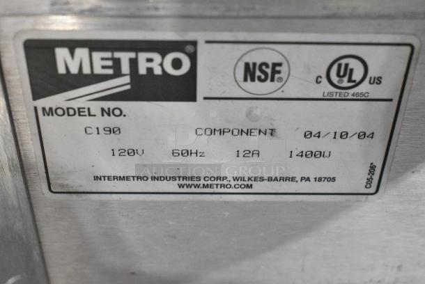 Metro C190 FlavorHold Metal Commercial Heated Holding Cabinet on Commercial Casters. 120 Volts, 1 Phase. Tested and Working! - Image 8 of 9