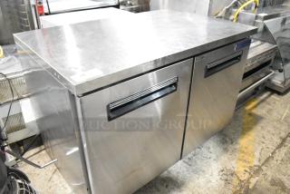 Central 69K-053 Stainless Steel Commercial 2 Door Undercounter Cooler. 115 Volts, 1 Phase. Tested and Powers On But Does Not Get Cold