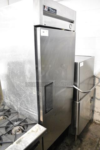 True T-23 Stainless Steel Commercial Single Door Reach In Cooler on Commercial Casters. 115 Volts, 1 Phase. Tested and Working!