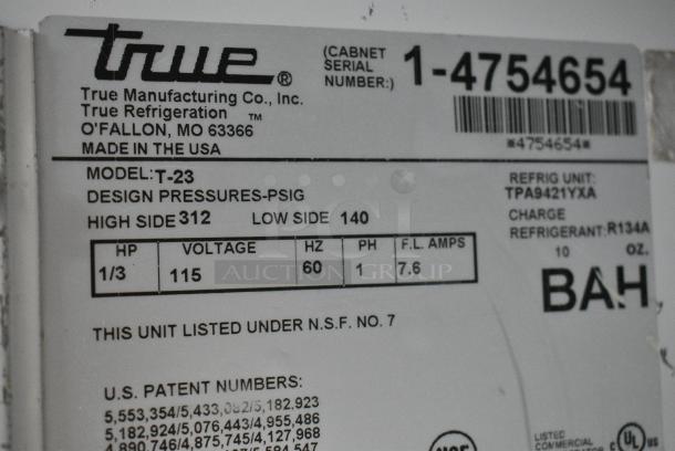 True T-23 Stainless Steel Commercial Single Door Reach In Cooler on Commercial Casters. 115 Volts, 1 Phase. Tested and Working! - Image 6 of 7