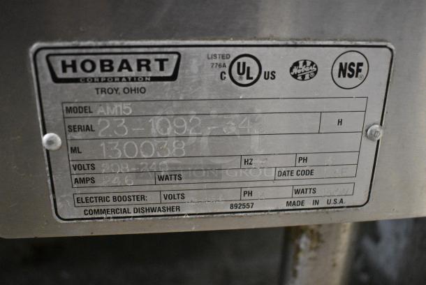 Hobart AM15 Stainless Steel Commercial Straight Pass Through Dishwasher. 208-240 Volts, 3 Phase. - Image 8 of 8