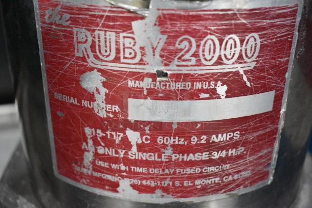 Ruby 2000 Metal Commercial Countertop Juicer. 115 Volts, 1 Phase. Cannot Test Due To Missing Power Cord - Image 4 of 6