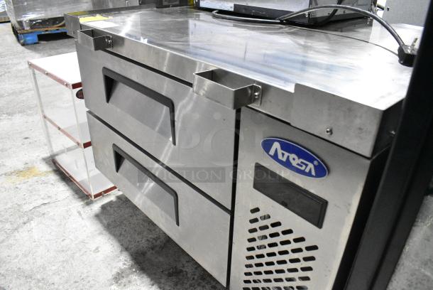 2021 Atosa MGF8448GR Stainless Steel Commercial 2 Drawer Chef Base on Commercial Casters. 115 Volts, 1 Phase. Tested and Working! - Image 3 of 7