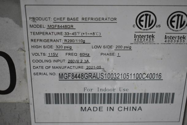 2021 Atosa MGF8448GR Stainless Steel Commercial 2 Drawer Chef Base on Commercial Casters. 115 Volts, 1 Phase. Tested and Working! - Image 6 of 7