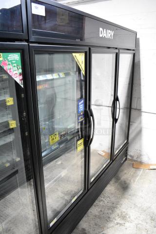 2018 True GDM-72-HC Metal Commercial 3 Door Reach In Cooler Merchandiser w/ Poly Coated Racks. 115/208-230 Volts, 1 Phase. Tested and Working!