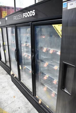 2016 True GDM-72F-HC Metal Commercial 3 Door Reach In Freezer Merchandiser w/ Poly Coated Racks. 115/208-230 Volts, 1 Phase. Tested and Working!