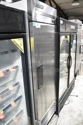 2019 True T-23F-HC Stainless Steel Commercial Single Door Reach In Freezer w/ Poly Coated Racks on Commercial Casters. 115 Volts, 1 Phase. Tested and Working!