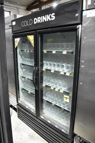 2018 True GDM-49-HC Metal Commercial 2 Door Reach In Cooler Merchandiser w/ Poly Coated Racks. 115 Volts, 1 Phase. Tested and Working!
