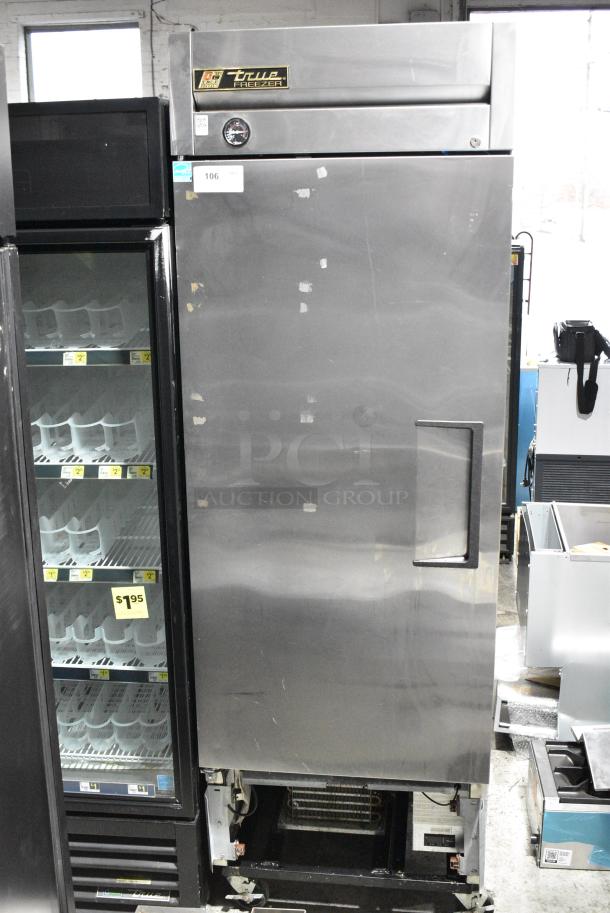 True T-23F Stainless Steel Commercial Single Door Reach In Freezer w/ Poly Coated Racks on Commercial Casters. 115 Volts, 1 Phase. Tested and Working! - Image 1 of 8