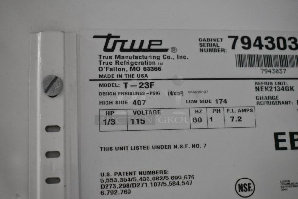 True T-23F Stainless Steel Commercial Single Door Reach In Freezer w/ Poly Coated Racks on Commercial Casters. 115 Volts, 1 Phase. Tested and Working! - Image 7 of 8
