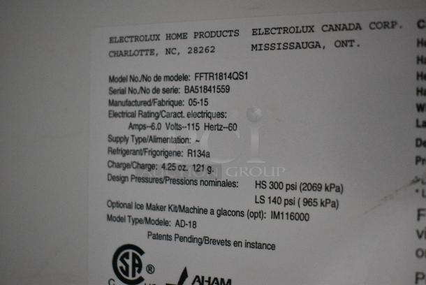 Frigidaire FFTR1814QS1 Stainless Steel Cooler w/ Freezer. 115 Volts, 1 Phase. Tested and Working! - Image 8 of 8