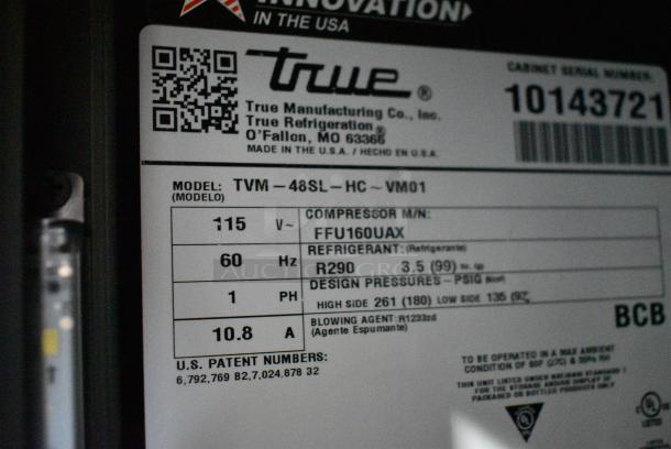 2021 True TVM-48SL-HC Metal Commercial 2 Door Reach In Cooler Merchandiser w/ Metal Shelves. 115 Volts, 1 Phase. Tested and Working! - Image 8 of 9