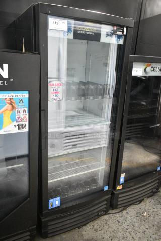 IDW G-12-F334B-HC Metal Commercial Single Door Reach In Cooler Merchandiser w/ Poly Coated Racks. 115 Volts, 1 Phase. Tested and Working!
