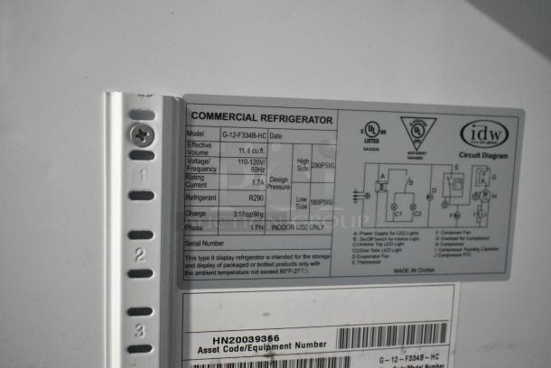 IDW G-12-F334B-HC Metal Commercial Single Door Reach In Cooler Merchandiser w/ Poly Coated Racks. 115 Volts, 1 Phase. Tested and Working! - Image 5 of 6
