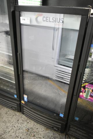 IDW G-10-F334B Metal Commercial Single Door Reach In Cooler Merchandiser w/ Poly Coated Racks. 115 Volts, 1 Phase. Tested and Working!