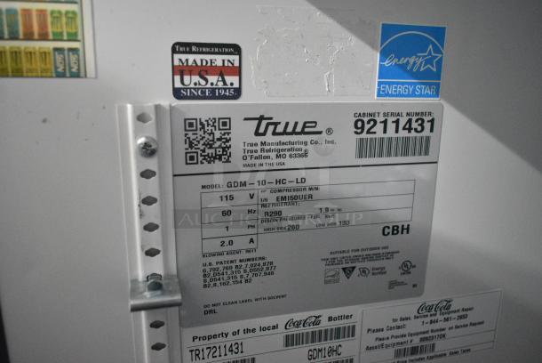 2017 True GDM-10-HC-LD Metal Commercial Single Door Reach In Cooler Merchandiser w/ Poly Coated Racks. 115 Volts, 1 Phase. Tested and Working! - Image 6 of 6