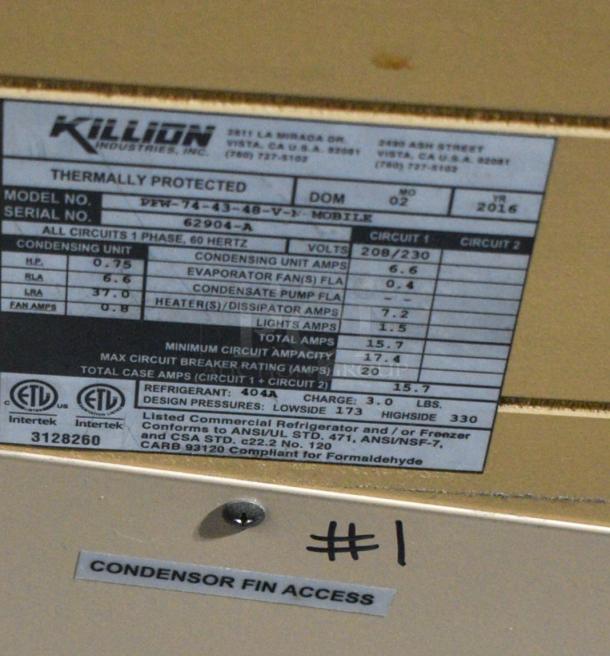 2016 Killion PFW-74-43-48-V-N Metal Commercial Open Merchandiser on Commercial Casters. 208/230 Volts. - Image 9 of 9