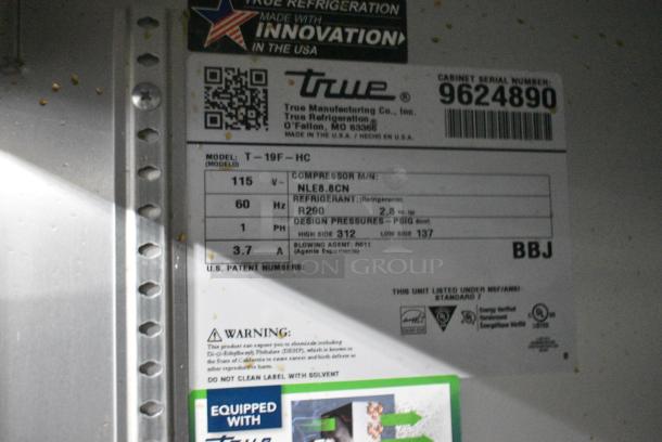 2019 True T-19F-HC Stainless Steel Commercial Single Door Reach In Freezer on Commercial Casters. 115 Volts, 1 Phase. Tested and Working! - Image 6 of 6