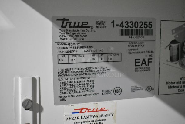 True GDM-12 Metal Commercial Single Door Reach In Cooler Merchandiser. 115 Volts, 1 Phase. Tested and Working! - Image 6 of 6