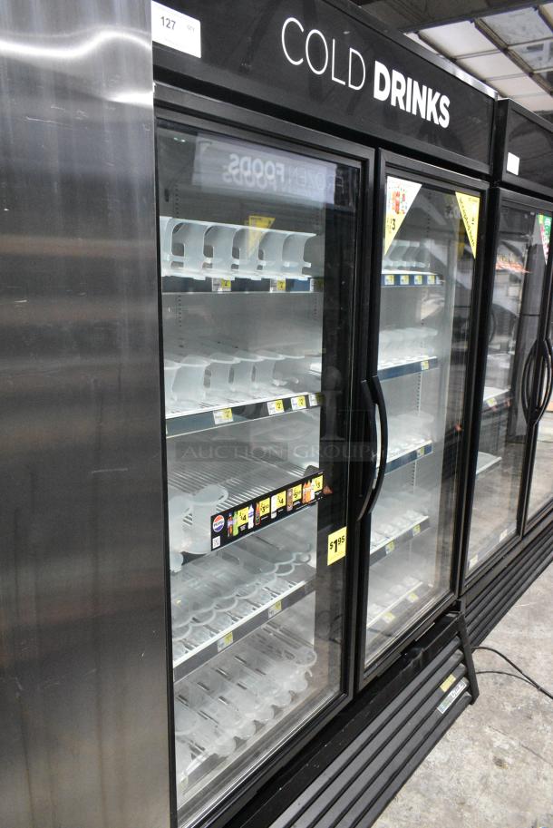 2017 True GDM-49-HC Metal Commercial 2 Door Reach In Cooler Merchandiser w/ Poly Coated Racks. 115 Volts, 1 Phase. Tested and Working! - Image 1 of 8