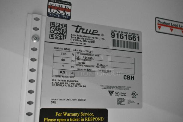 2017 True GDM-49-HC Metal Commercial 2 Door Reach In Cooler Merchandiser w/ Poly Coated Racks. 115 Volts, 1 Phase. Tested and Working! - Image 8 of 8