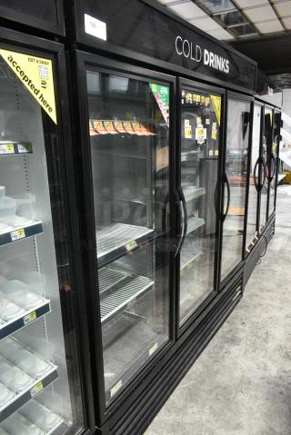 2017 True GDM-72-HC Metal Commercial 3 Door Reach In Cooler Merchandiser w/ Poly Coated Racks. 115 Volts, 1 Phase. Tested and Working!