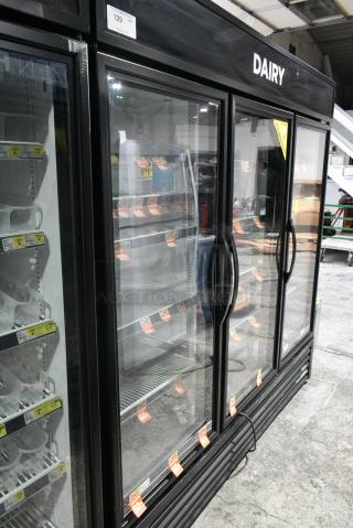 2017 True GDM-72-HC Metal Commercial 3 Door Reach In Cooler Merchandiser w/ Poly Coated Racks. 115 Volts, 1 Phase. Tested and Working!
