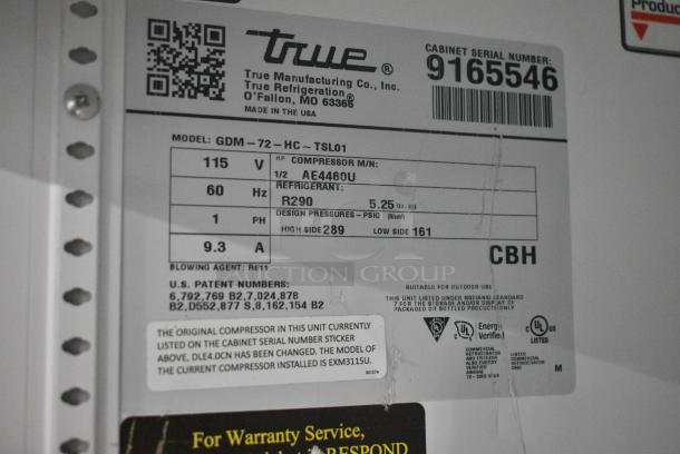 2017 True GDM-72-HC Metal Commercial 3 Door Reach In Cooler Merchandiser w/ Poly Coated Racks. 115 Volts, 1 Phase. Tested and Working! - Image 8 of 8