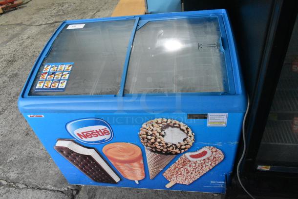 2017 AHT RIO S 100 Metal Commercial Chest Freezer Merchandiser on Commercial Casters. 115 Volts, 1 Phase. Tested and Working! - Image 1 of 9