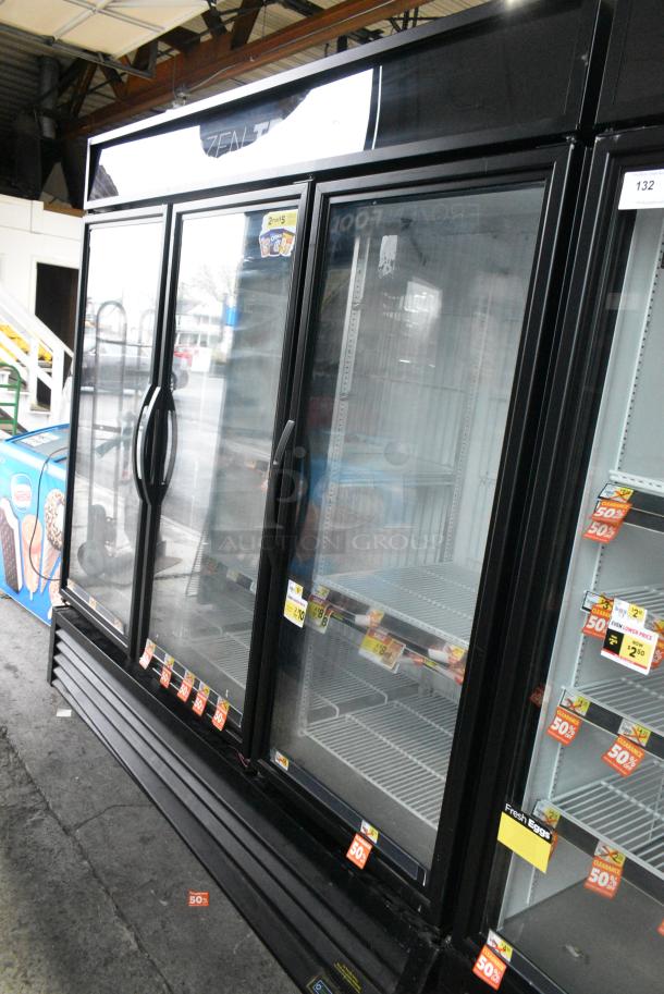 2016 True GDM-72F-HC Metal Commercial 3 Door Reach In Freezer Merchandiser w/ Poly Coated Racks. 115/208-230 Volts, 1 Phase. Tested and Working! - Image 3 of 9