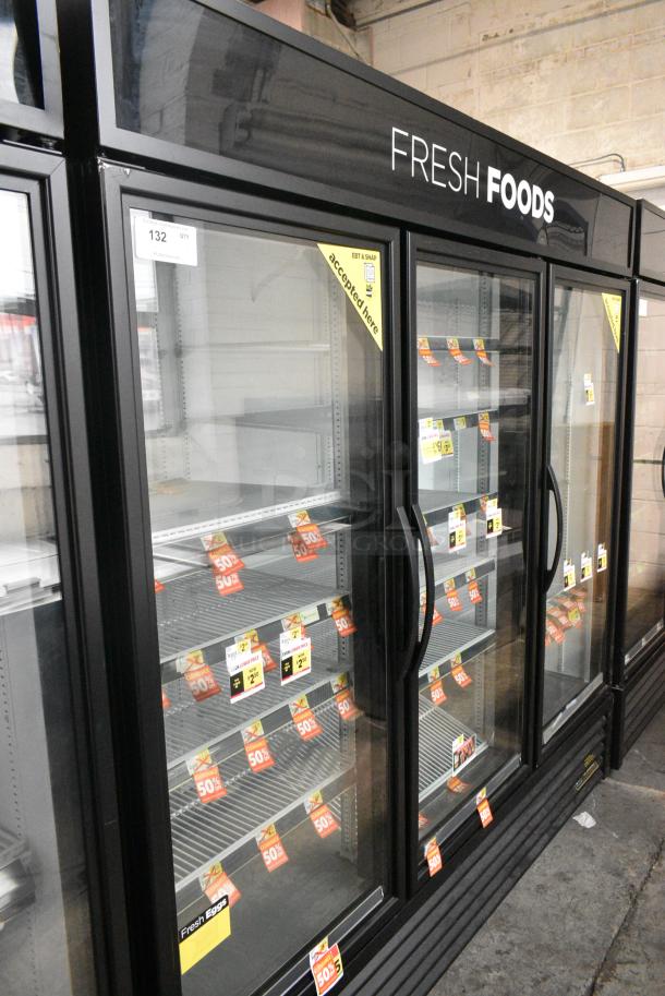 2016 True GDM-72-HC Metal Commercial 3 Door Reach In Cooler Merchandiser w/ Poly Coated Racks. 115 Volts, 1 Phase. Tested and Working! - Image 1 of 7